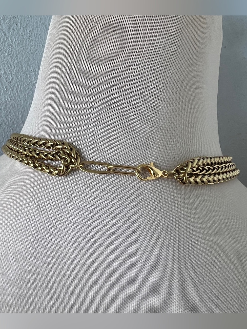 Ferragamo Necklace | Vintage Golden Gancini Horsebit & 15-16” Spiga Choker - Picture 2 of 12